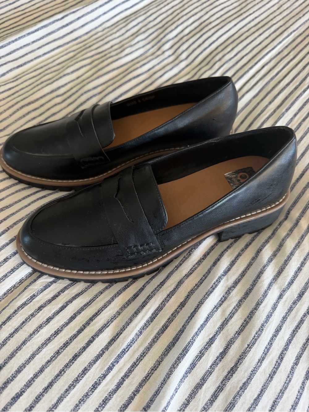 Dolce Vita Catalina faux leather lug sole penny loafers, black 8